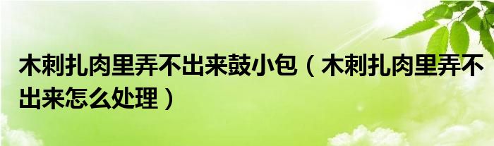 木刺扎肉里弄不出來鼓小包（木刺扎肉里弄不出來怎么處理）