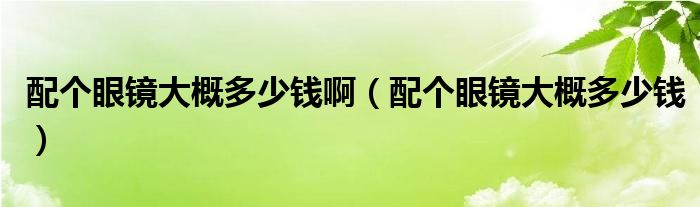 配個(gè)眼鏡大概多少錢?。ㄅ鋫€(gè)眼鏡大概多少錢）