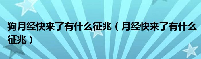 狗月經(jīng)快來了有什么征兆（月經(jīng)快來了有什么征兆）