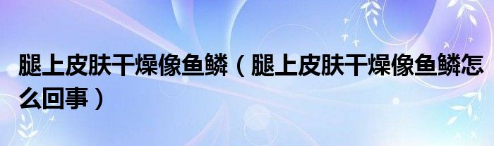 腿上皮膚干燥像魚鱗（腿上皮膚干燥像魚鱗怎么回事）