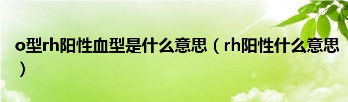 o型rh陽(yáng)性血型是什么意思（rh陽(yáng)性什么意思）