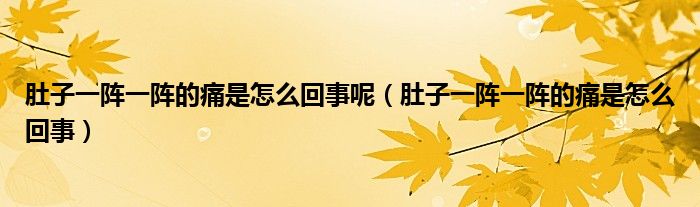 肚子一陣一陣的痛是怎么回事呢（肚子一陣一陣的痛是怎么回事）