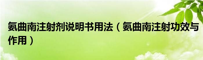 氨曲南注射劑說(shuō)明書(shū)用法（氨曲南注射功效與作用）