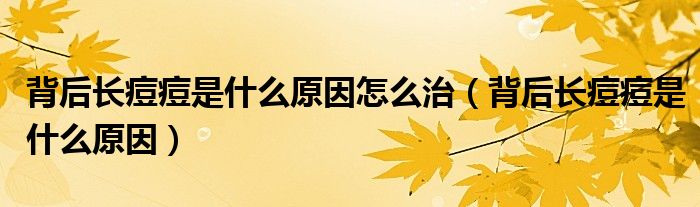 背后長(zhǎng)痘痘是什么原因怎么治（背后長(zhǎng)痘痘是什么原因）