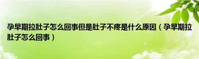 孕早期拉肚子怎么回事但是肚子不疼是什么原因（孕早期拉肚子怎么回事）