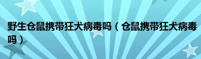 野生倉鼠攜帶狂犬病毒嗎（倉鼠攜帶狂犬病毒嗎）