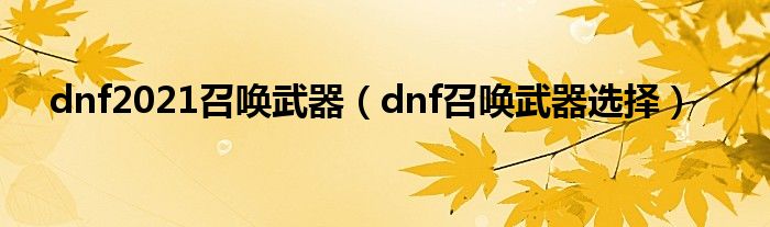 dnf2021召喚武器（dnf召喚武器選擇）