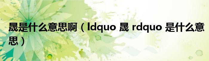 晟是什么意思?。╨dquo 晟 rdquo 是什么意思）