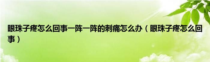 眼珠子疼怎么回事一陣一陣的刺痛怎么辦（眼珠子疼怎么回事）