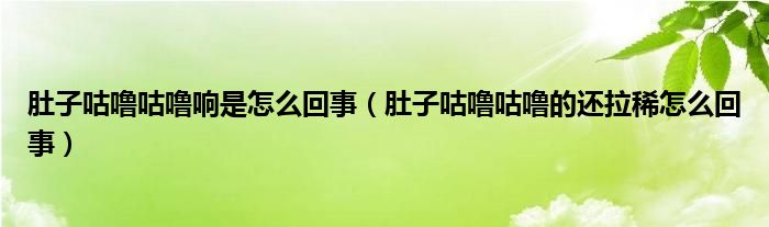 肚子咕嚕咕嚕響是怎么回事（肚子咕嚕咕嚕的還拉稀怎么回事）