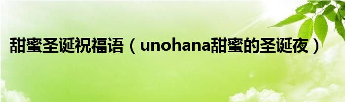 甜蜜圣誕祝福語（unohana甜蜜的圣誕夜）