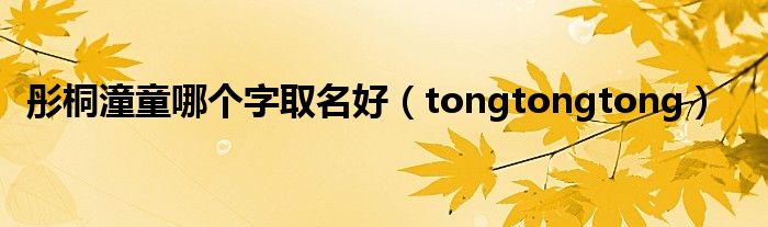 彤桐潼童哪個(gè)字取名好（tongtongtong）