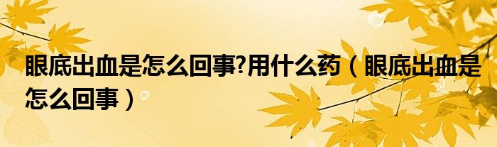 眼底出血是怎么回事?用什么藥（眼底出血是怎么回事）