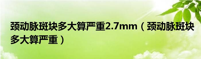 頸動脈斑塊多大算嚴重2.7mm（頸動脈斑塊多大算嚴重）