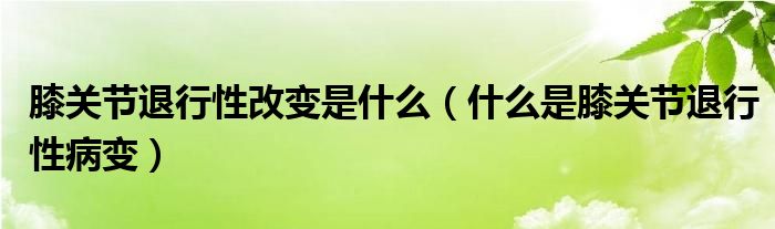 膝關(guān)節(jié)退行性改變是什么（什么是膝關(guān)節(jié)退行性病變）