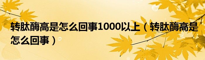 轉肽酶高是怎么回事1000以上（轉肽酶高是怎么回事）