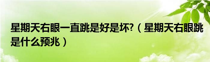 星期天右眼一直跳是好是壞?（星期天右眼跳是什么預(yù)兆）