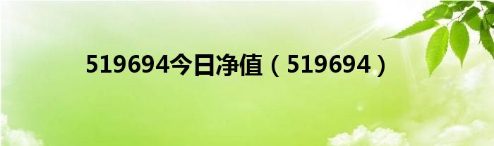 519694今日凈值（519694）