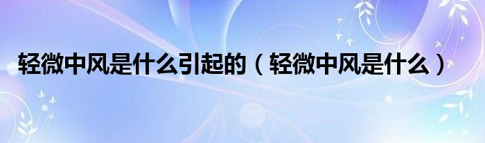 輕微中風(fēng)是什么引起的（輕微中風(fēng)是什么）