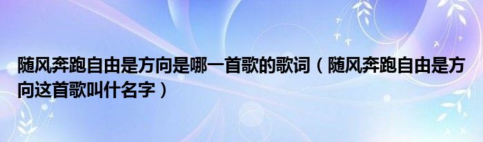 隨風(fēng)奔跑自由是方向是哪一首歌的歌詞（隨風(fēng)奔跑自由是方向這首歌叫什名字）