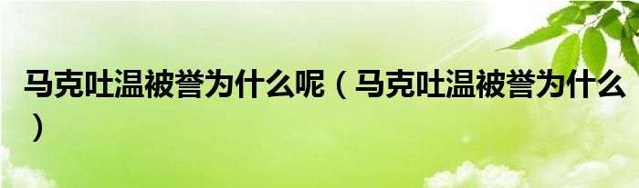 馬克吐溫被譽(yù)為什么呢（馬克吐溫被譽(yù)為什么）