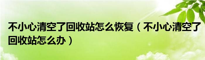 不小心清空了回收站怎么恢復(fù)（不小心清空了回收站怎么辦）