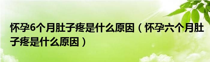 懷孕6個月肚子疼是什么原因（懷孕六個月肚子疼是什么原因）