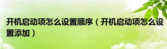 開機啟動項怎么設置順序（開機啟動項怎么設置添加）