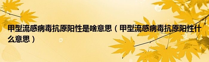 甲型流感病毒抗原陽性是啥意思（甲型流感病毒抗原陽性什么意思）