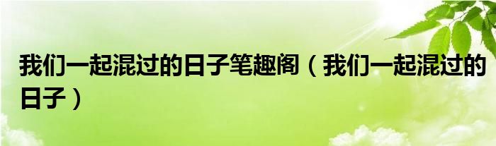 我們一起混過的日子筆趣閣（我們一起混過的日子）