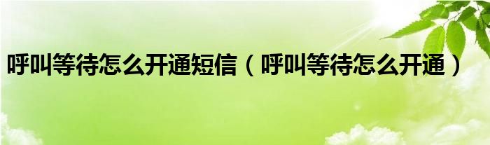 呼叫等待怎么開通短信（呼叫等待怎么開通）