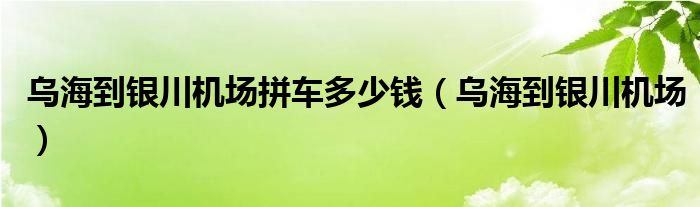 烏海到銀川機場拼車多少錢（烏海到銀川機場）