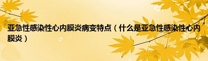 亞急性感染性心內(nèi)膜炎病變特點（什么是亞急性感染性心內(nèi)膜炎）