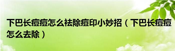 下巴長(zhǎng)痘痘怎么祛除痘印小妙招（下巴長(zhǎng)痘痘怎么去除）