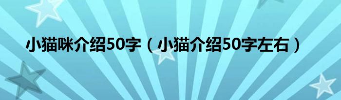 小貓咪介紹50字（小貓介紹50字左右）