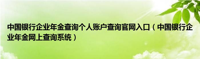 中國銀行企業(yè)年金查詢個人賬戶查詢官網(wǎng)入口（中國銀行企業(yè)年金網(wǎng)上查詢系統(tǒng)）