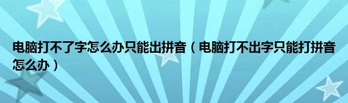 電腦打不了字怎么辦只能出拼音（電腦打不出字只能打拼音怎么辦）