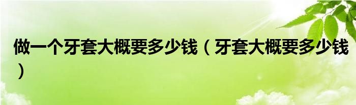 做一個牙套大概要多少錢（牙套大概要多少錢）