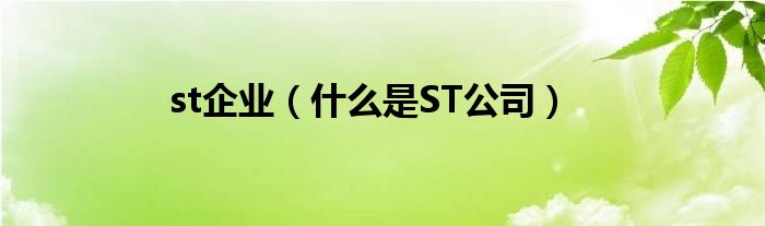 st企業(yè)（什么是ST公司）