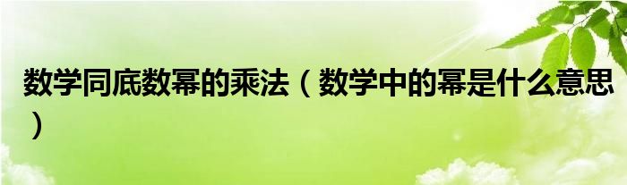 數(shù)學(xué)同底數(shù)冪的乘法（數(shù)學(xué)中的冪是什么意思）