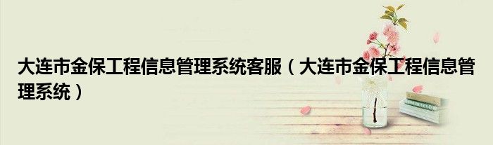 大連市金保工程信息管理系統客服（大連市金保工程信息管理系統）