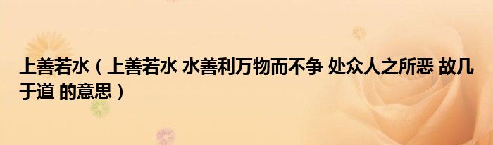 上善若水（上善若水 水善利萬物而不爭 處眾人之所惡 故幾于道 的意思）