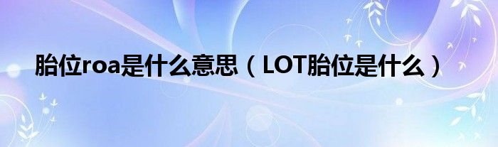 胎位roa是什么意思（LOT胎位是什么）