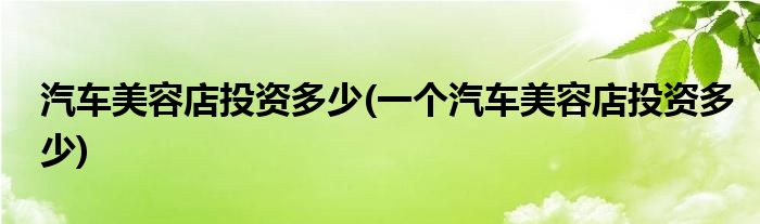 汽車美容店投資多少(一個汽車美容店投資多少)