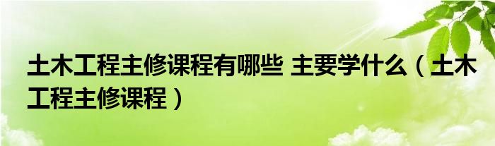 土木工程主修課程有哪些 主要學什么（土木工程主修課程）