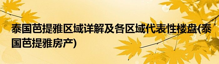 泰國芭提雅區(qū)域詳解及各區(qū)域代表性樓盤(泰國芭提雅房產(chǎn))