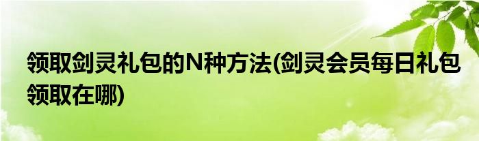 領(lǐng)取劍靈禮包的N種方法(劍靈會(huì)員每日禮包領(lǐng)取在哪)