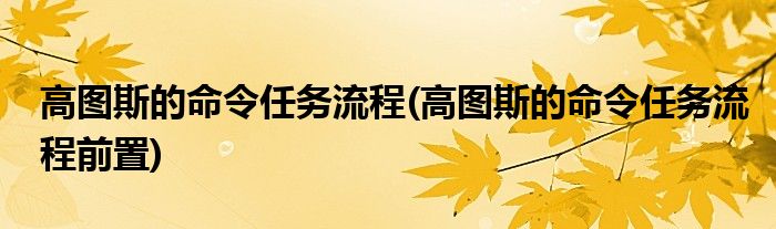 高圖斯的命令任務(wù)流程(高圖斯的命令任務(wù)流程前置)