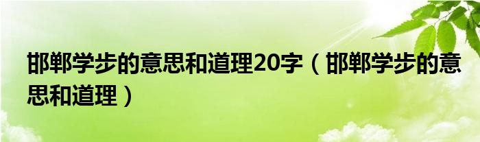 邯鄲學(xué)步的意思和道理20字（邯鄲學(xué)步的意思和道理）