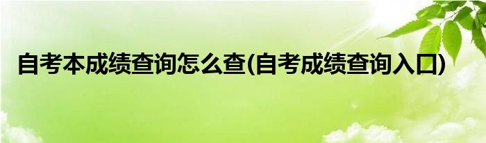 自考本成績查詢怎么查(自考成績查詢?nèi)肟?